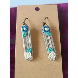 Polymer Clay Floral Dangling Pierced Earrings New